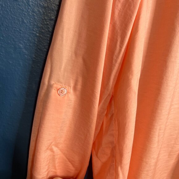 Renuar Peach Long Sleeve Blouse With Roll Tab Sleeves L - Picture 4 of 7